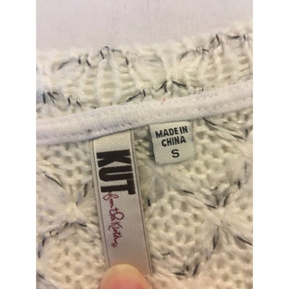 Kut From The Kloth Sweater Top Women's Size Small Long Sleeve Off White Gray - Picture 7 of 9
